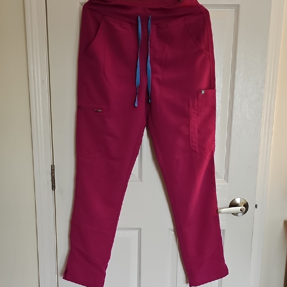 Raspberry Strajght Leg Multi-pocket Technical Collection Scrub Pants